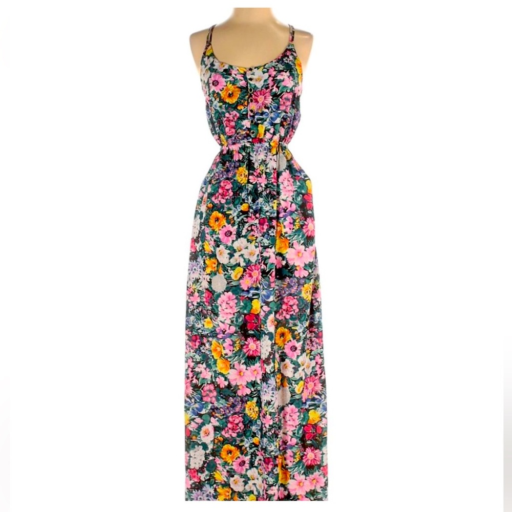 Yumi Kim Black Floral Strappy Back Maxi Dress